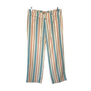 Sundance Multicolor Vertical Striped Wide Leg Pants - Teal, Coral, Cream